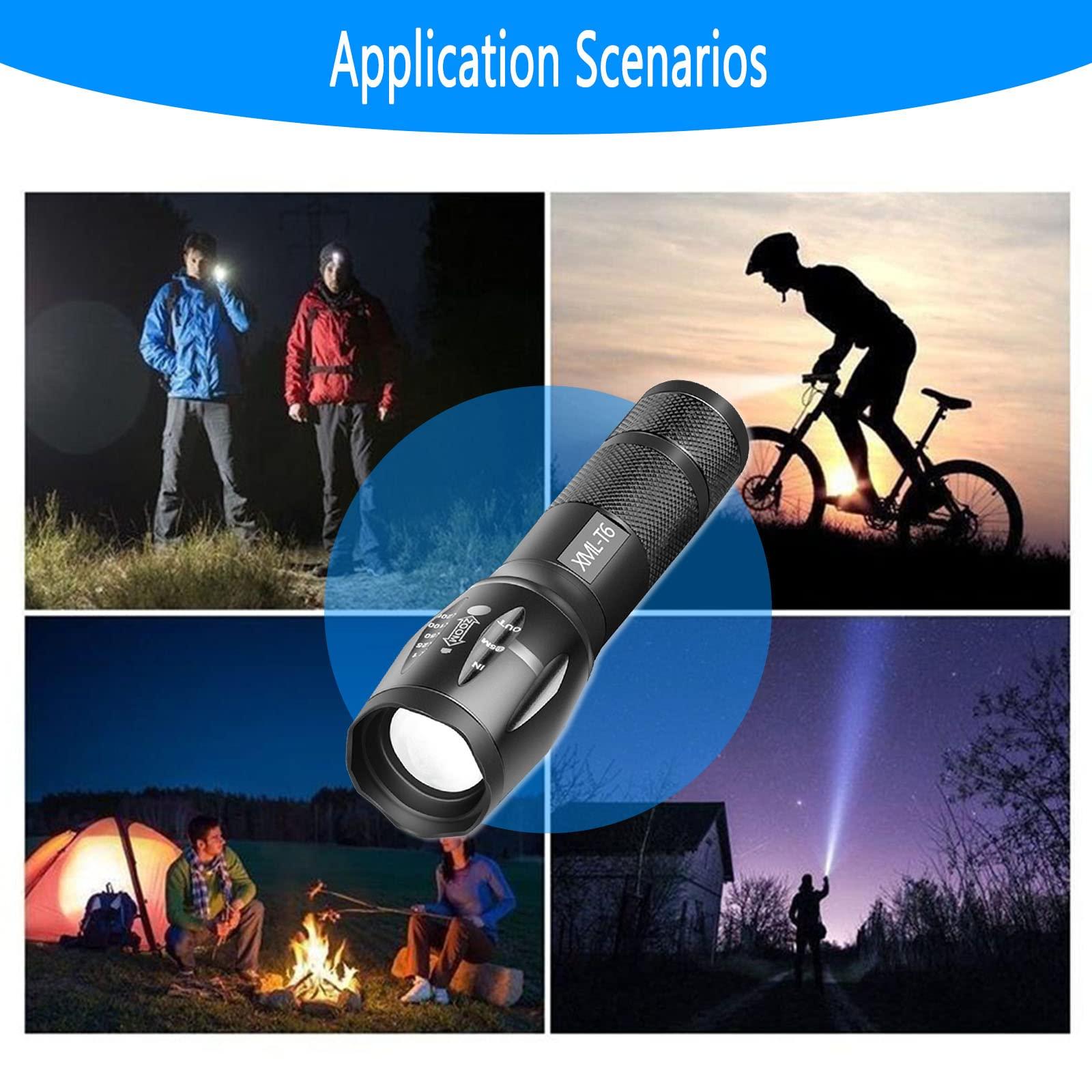 Đèn ngọn đuốc LED cực mạnh, 2 phòng 1000 đèn pin lumens, đèn chiến thuật IP65 không thấm nước với 5 chế độ cho DIY, cắm trại, đi bộ đường dài, ngoài trời, khẩn cấp