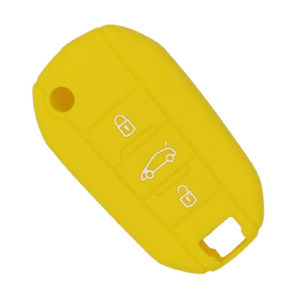 Silicone Car Key Case Cover Fit for AUDI Folding Remote Key Fob Case Shell 3 Buttons Yellow