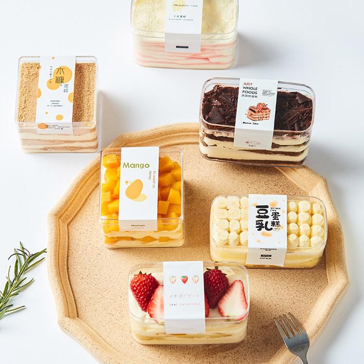Hộp Bánh Lạnh Set 6 Hộp Tiramisu Mousse Panna Cotta Sữa Chua Bằng Mica Trong Có Nắp