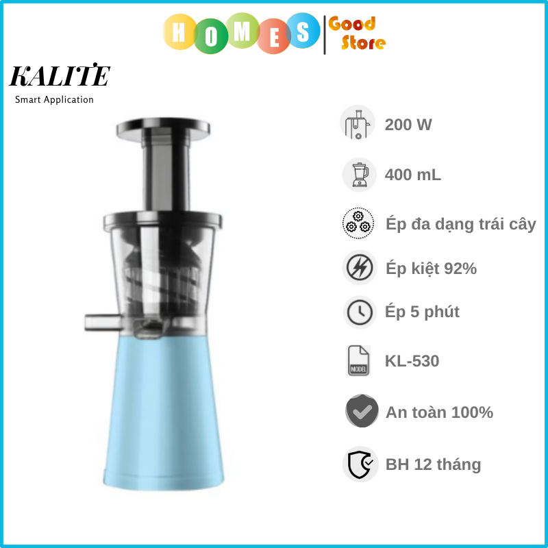 Máy Ép Chậm Châu Âu KALITE KL-530 Công Suất 200W - Hàng Chính Hãng