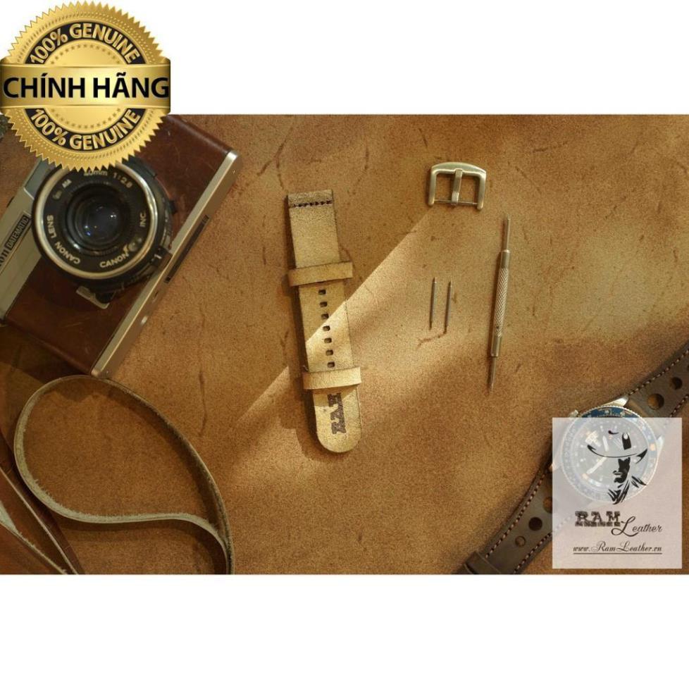 DÂY ĐỒNG HỒ DA BÒ LỘN VÀNG BÒ - RAM SIMPLE - ĐỦ SIZE 18, 20, 22, SAMSUNG, APPLE WATCH .