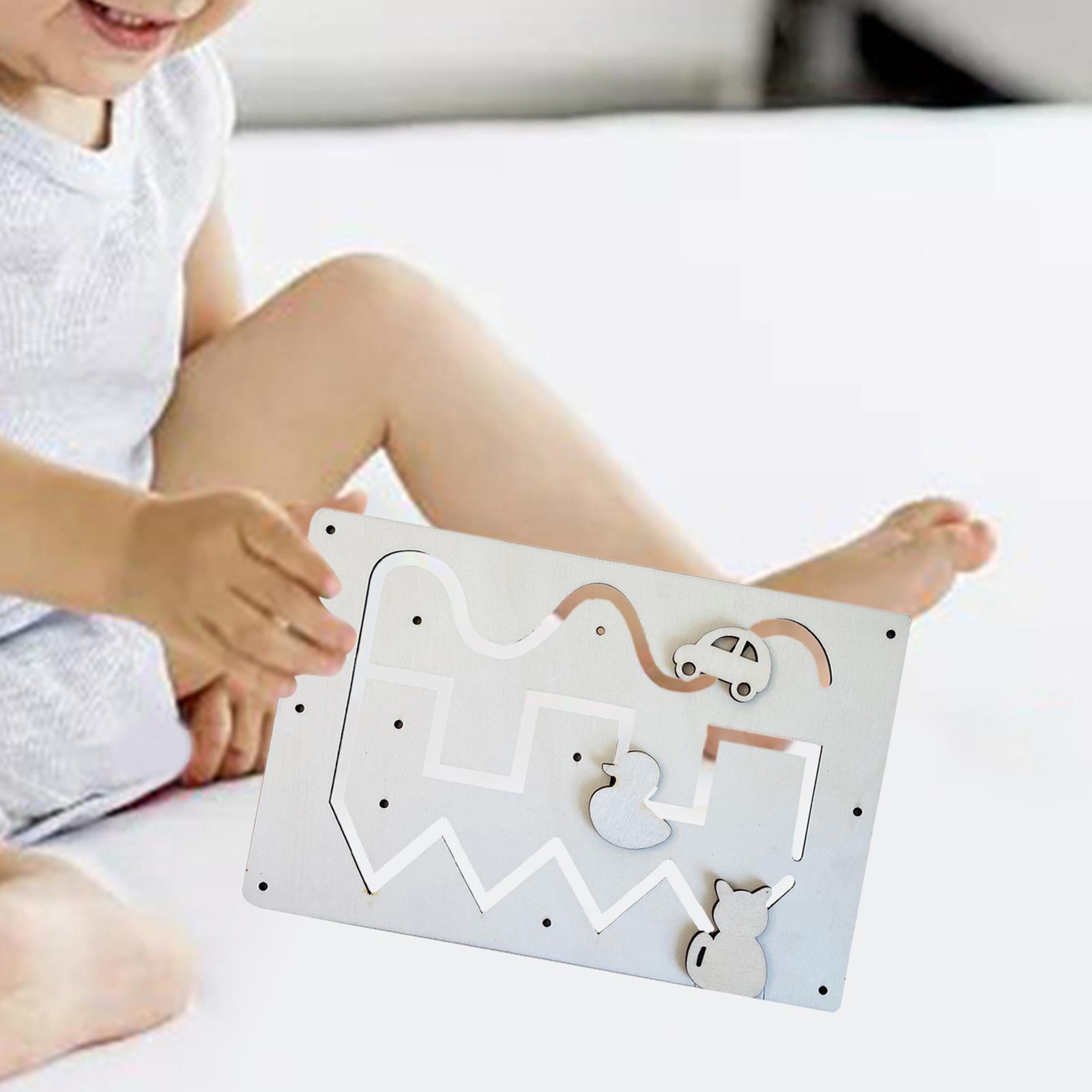 Early Educational Busy Board DIY Accessories Slide Track Puzzle Toys Indoor Play Game Motor Skill Gifts Wood for Toddler Girls Children Kids