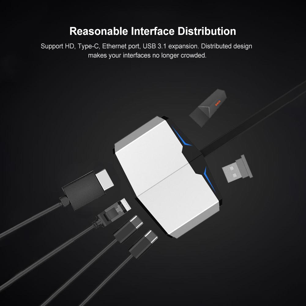 Bộ chuyển đổi Hub Type-C sang HD Converter sang Ethernet RJ45 Dual USB 3.1 3.5MM cho MacBook Pro DELL