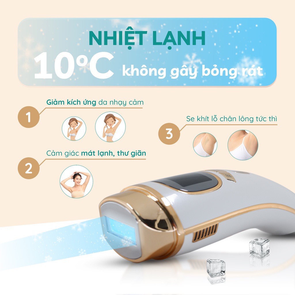 Máy Triệt Lông Vĩnh Viễn Băng Lạnh Trẻ Hóa Da Mini Cầm Tay Tại Nhà Crénot Health Graci X3 Dành Cho Nách Bikini Mặt Chân Toàn Thân Cá Nhân Giảm Mụn IPL Hair Removal Ice Cooling Compress