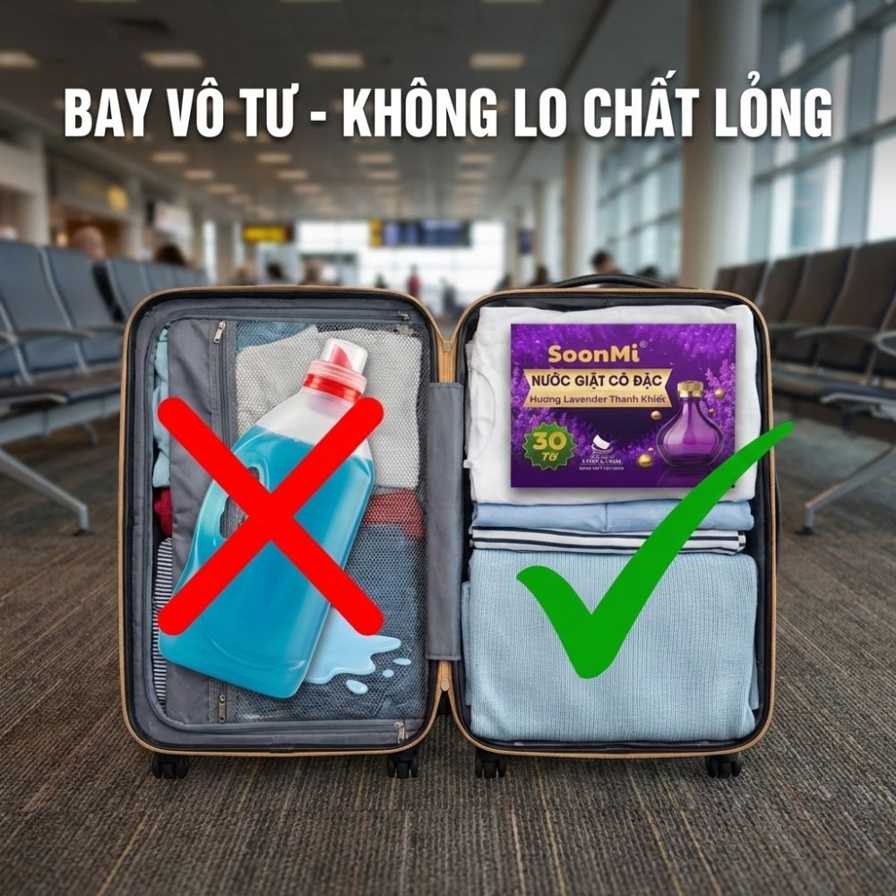 Nước Giặt Cô Đặc SoonMi Hương Lavender - Công Nghệ Giặt Tẩy Thế Hệ Mới (Hộp 30 Tờ) - hàng chính hãng