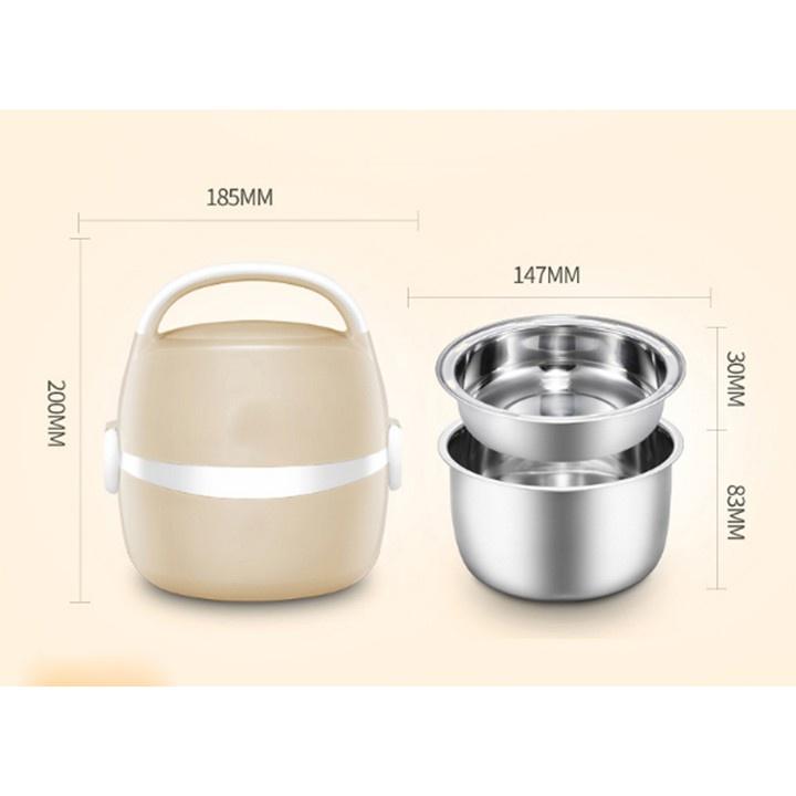 Hộp hâm nóng cơm cắm điện mini, nồi cơm điện mini 2 người ăn, hộp giữ nhiệt thức ăn đa năng