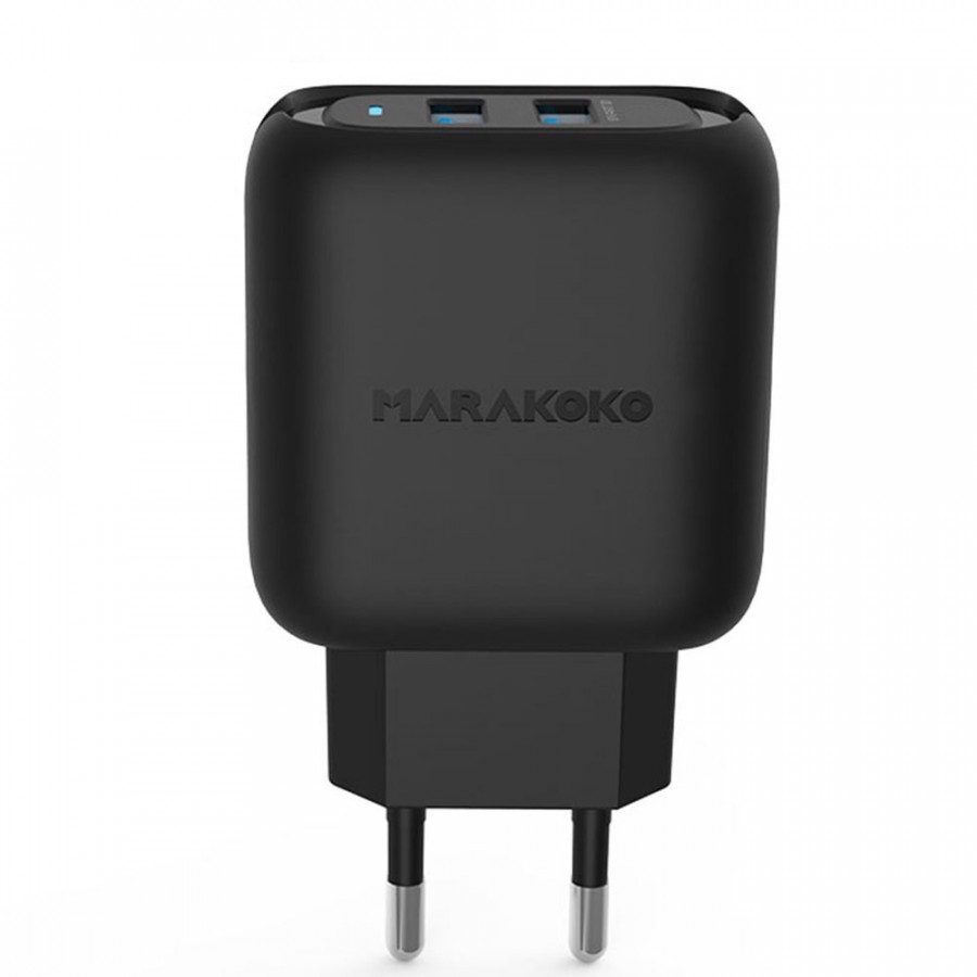 Củ sạc điện thoại Marakoko MA30, 2 cổng sạc ra USB Smart Charge-Hàng Chính Hãng