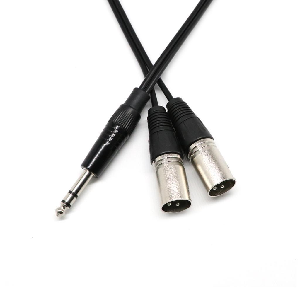 4X 1Ft 1/4 "6.35mm to 2 Dual XLR Male 3 Pin Breakout Splitter Audio Cable
