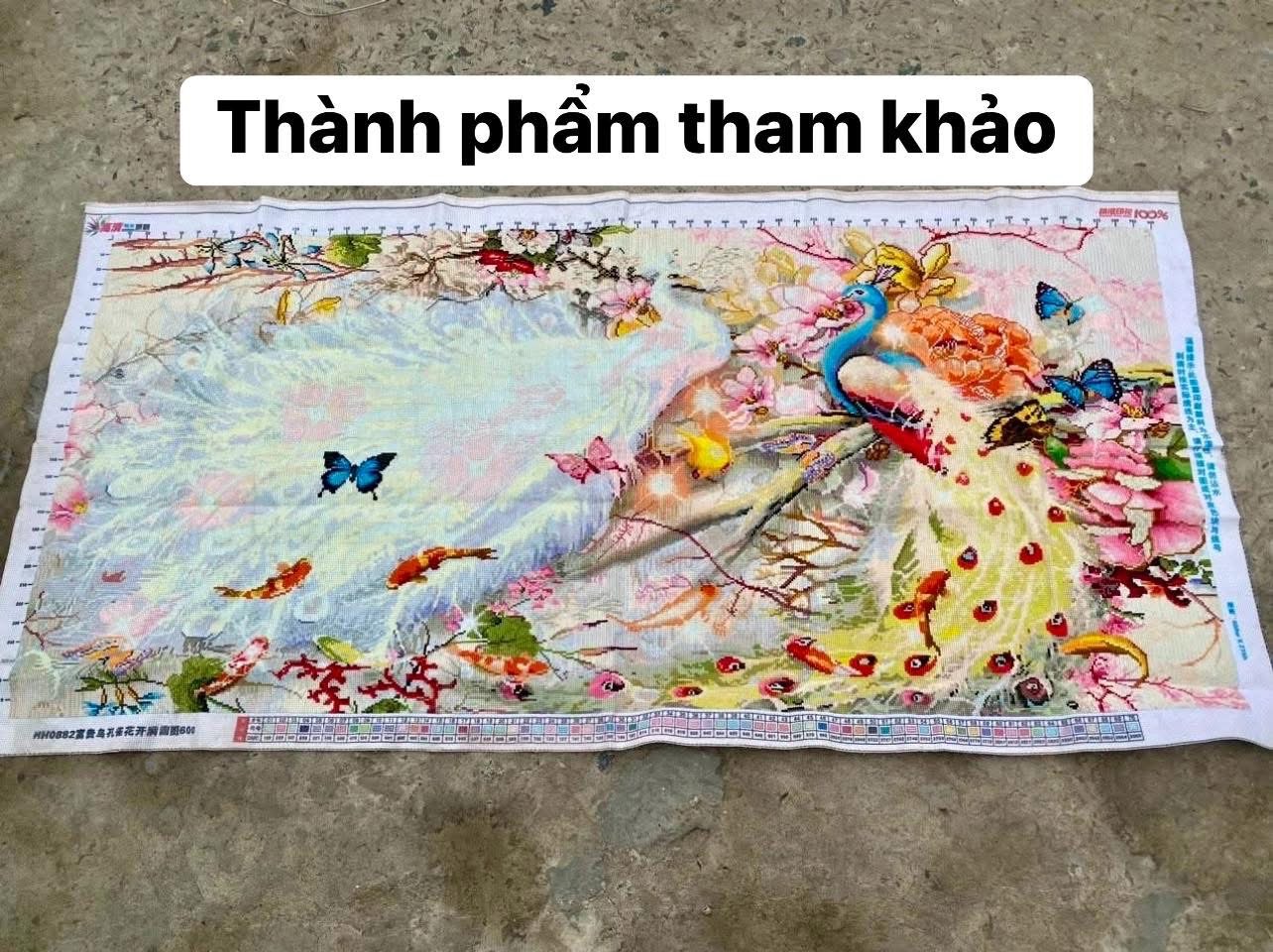 Tranh thêu kín Phu thê viên mãn HH0882, kích thước 148 x 74 cm