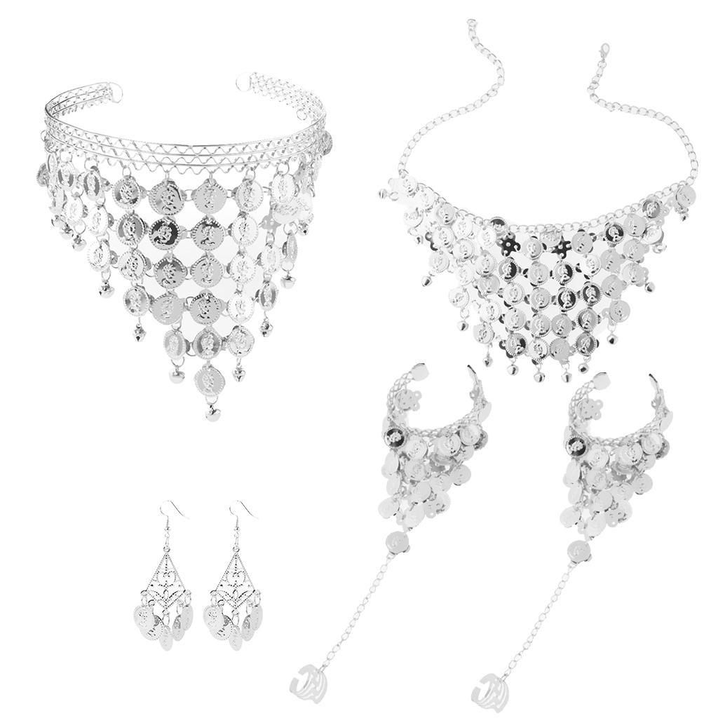 Belly Dance Jewelry Set Head Band Earrings Bracelet Necklace Bridal Jewelry