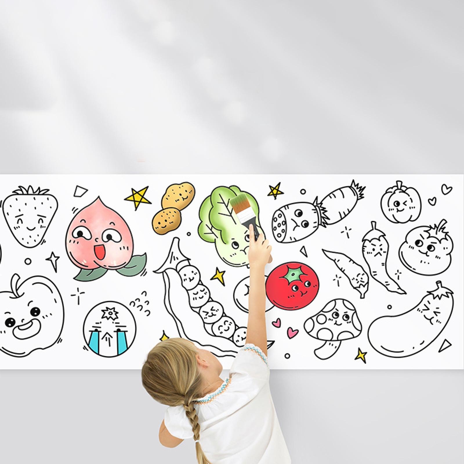 2Pieces Large Kids Coloring Paper Roll, Colorable with Tear Off Line Coloring Tablecloth for Children Birthday Home