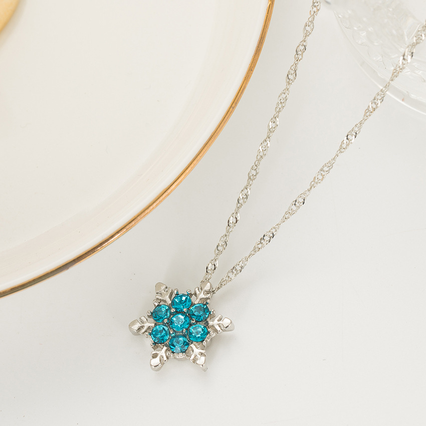 Dây chuyền nữ Bông tuyết đính đá xanh dương