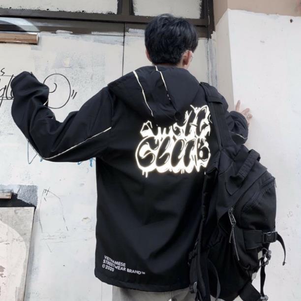 Áo khoác dù unisex form rộng Club nam nữ thời trang kim gia