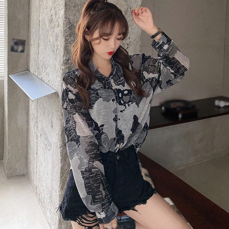 Áo Sơ Mi Tay Dài Dáng Rộng Phong Cách Cổ Điển Cho Nữ