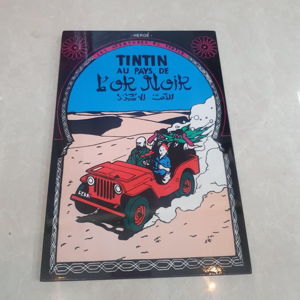 Tranh sơn mài cao cấp Thanh Bình Lê Những chuyến phiêu lưu của Tin Tin 20x30 cm