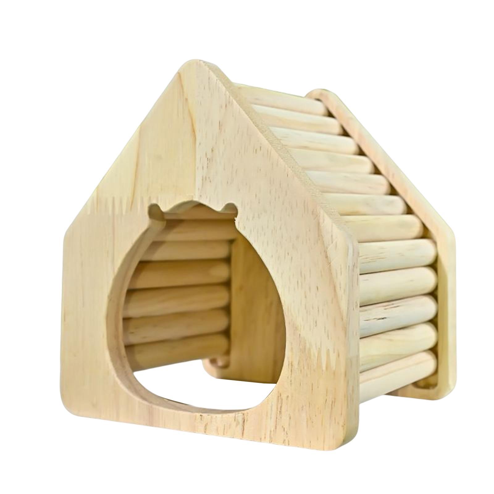 Wooden Hamster House Hideout, Playground Nest Box Hut, Furniture Climbing Toy for Chinchilla, Hedgehog, Gerbil, Rat, Ferret