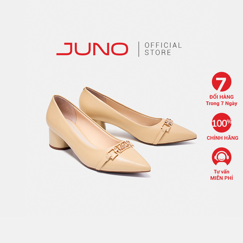 Giày Cao Gót Nữ 5cm Thời Trang JUNO Trang Trí Khoá Logo Juno CG05127