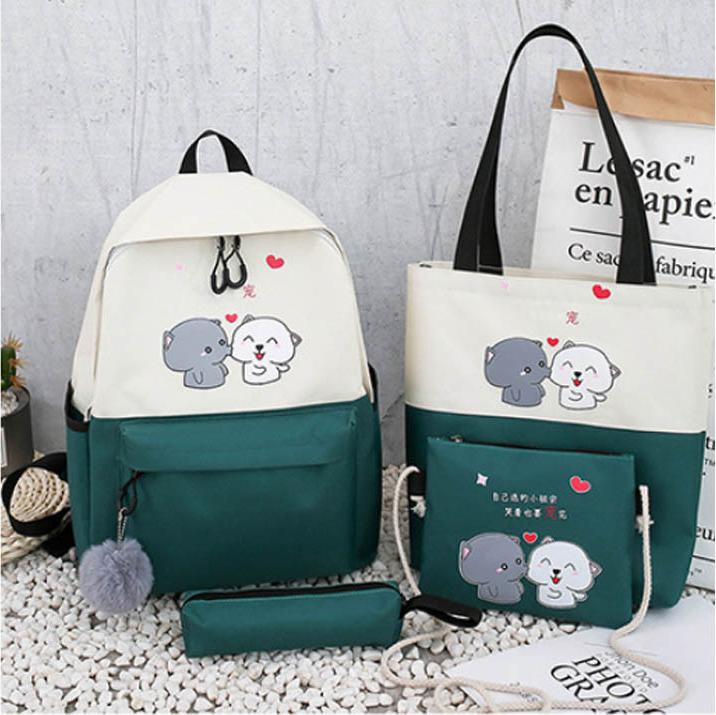 Bộ combo 4 món túi đeo balo hình 2 chú chó dể thương hàn quốc HS8