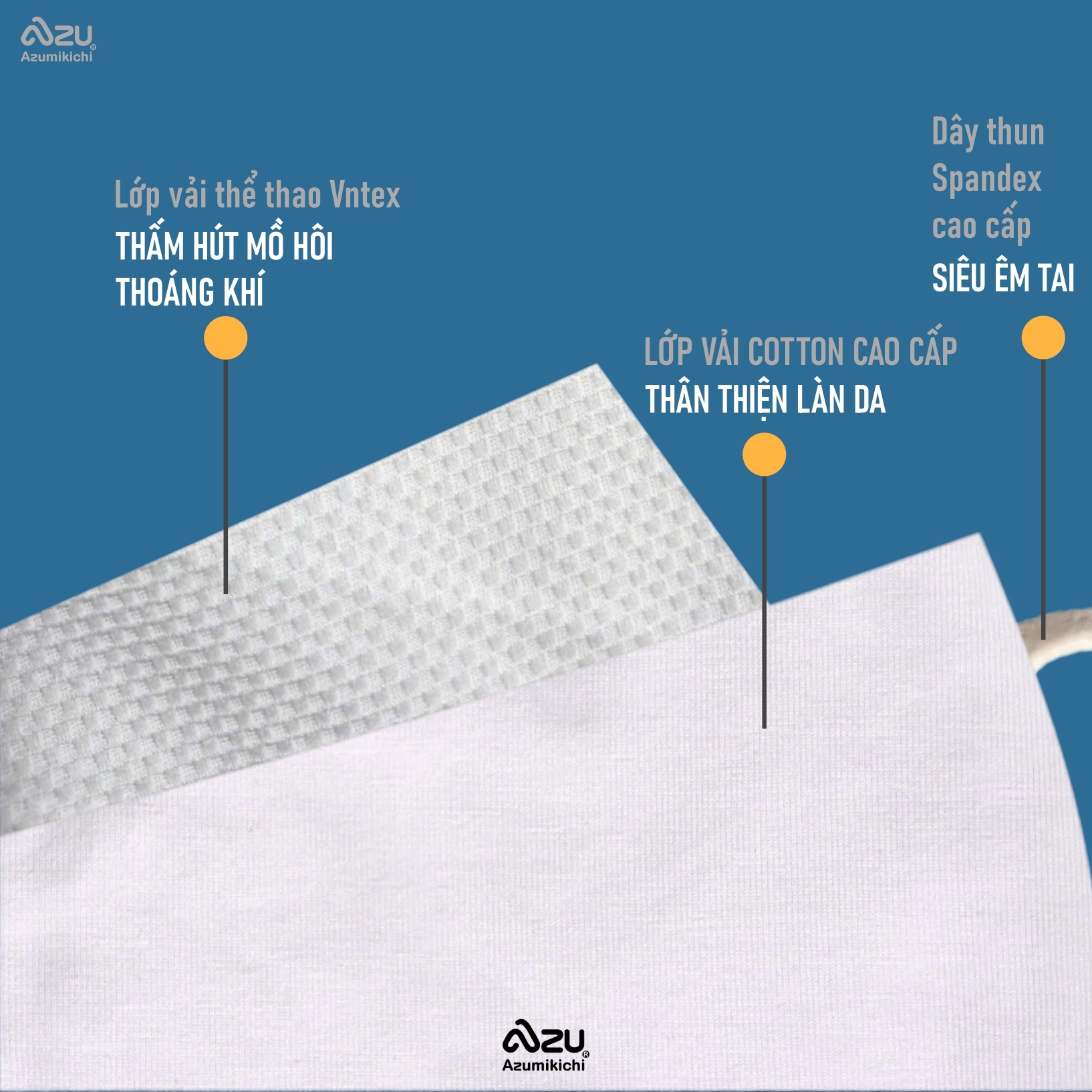 Khẩu trang làm việc LAVI màu trắng, khau trang văn phòng làm bằng vải thun 100% cotton cao cấp, khẩu trang 3d thương hiệu Azumikichi