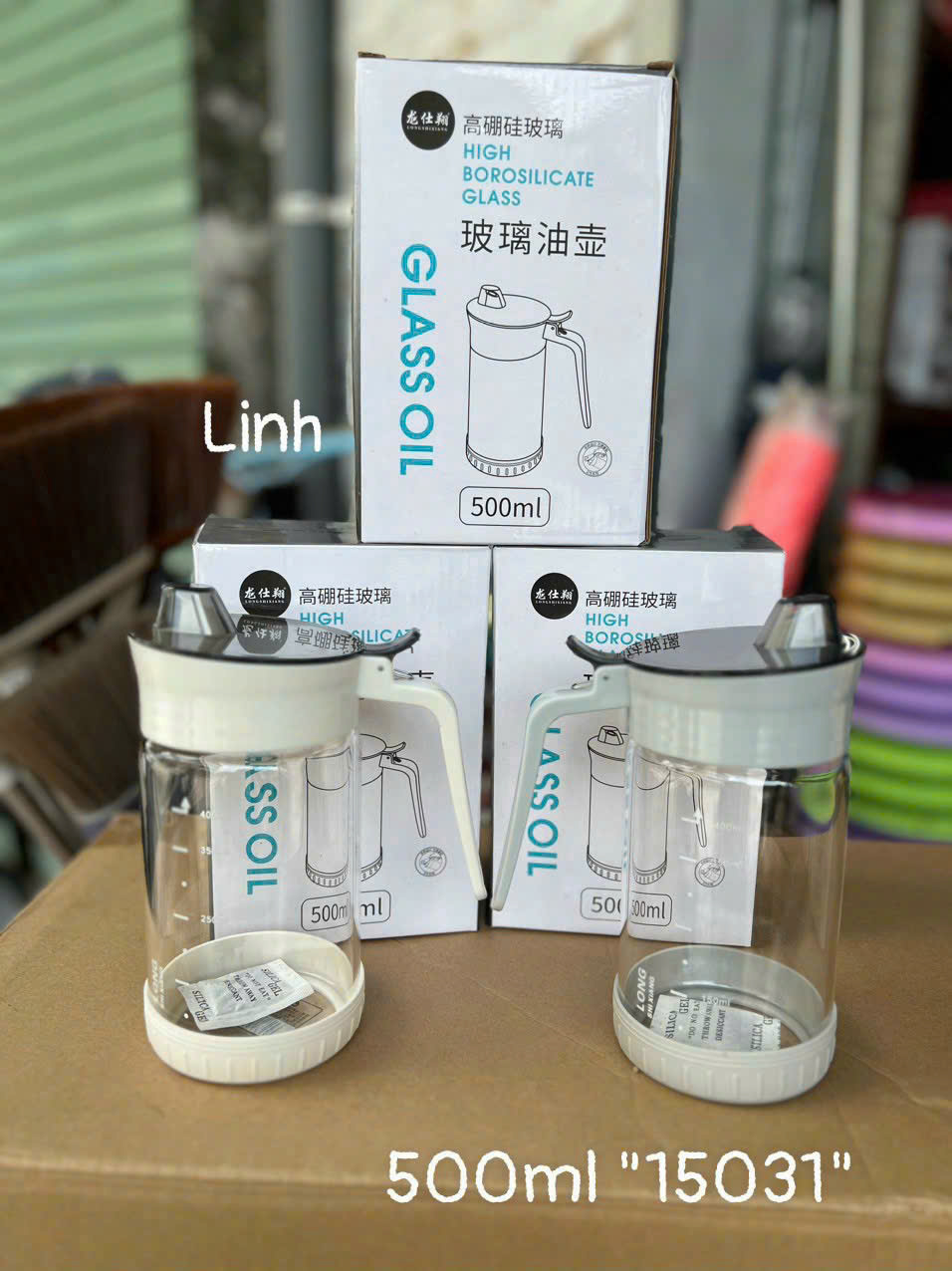 Bình Thủy Tinh Rót Dầu Ăn/Nước Mắm Có Vòi &amp; Phễu Tích Hợp – Dung Tích 500ml – Chai Đựng Gia Vị Thông Minh, Chịu Nhiệt, Có Vạch Chia- HÀNG CHÍNH HÃNG MINIIN