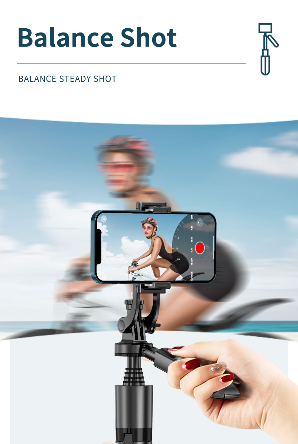 Gậy Selfie Action Cameras Smartphones Balance Steady Shooting Live (Kèm 2 đèn led trợ sáng) L16-D