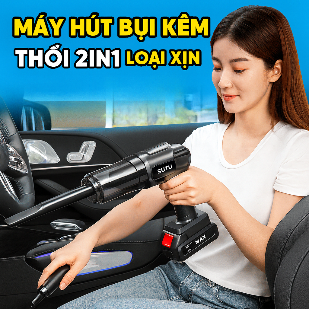 Máy Hújt Bụi Kiêm Thổi Bụi 2in1 Siêu Khỏe – Pin Lithium Rời, Loại Xịn Siêu Bền, ĐÈN TRANG TRÍ