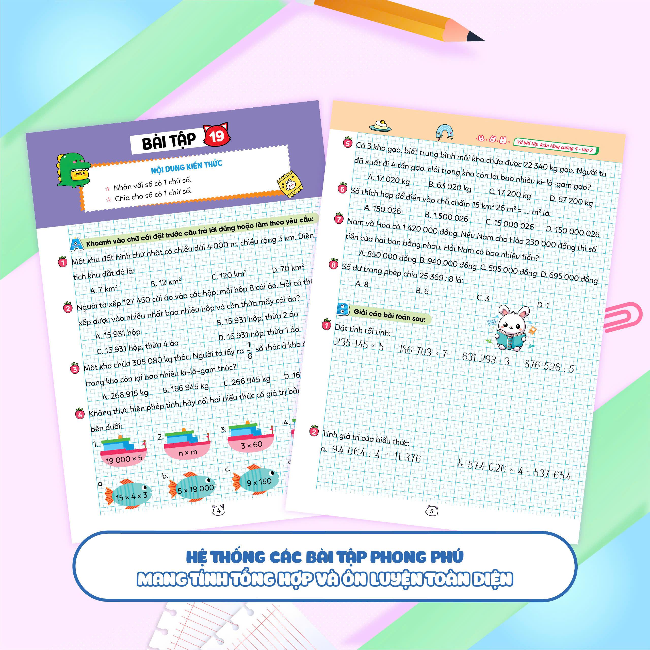 Sách - Vở Bài Tập Toán Tăng Cường Lớp 4 - Tập 2 (Theo Sách Giáo Khoa Kết Nối Tri Thức Với Cuộc Sống)