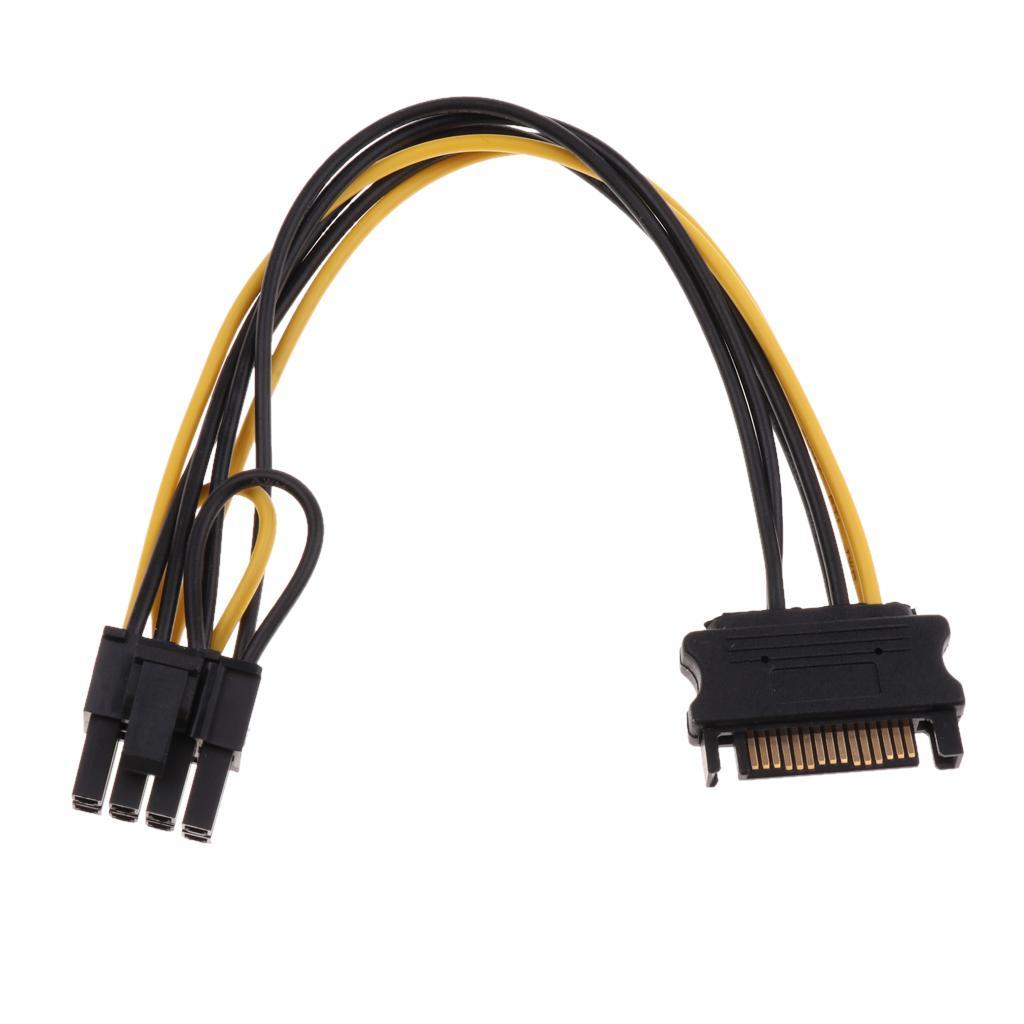 Dual SATA 15P Male To 8P+SATA 15p to p PCI-E Express Cable Adapter