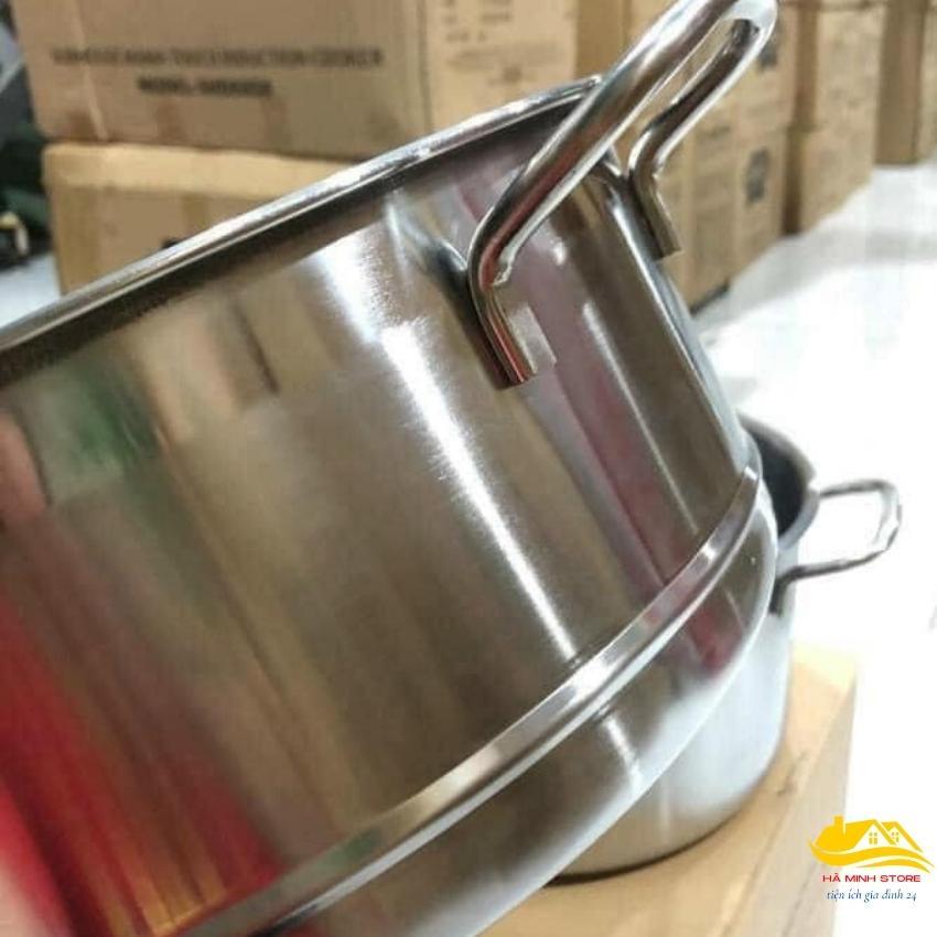 Nồi luộc gà kèm xửng hấp 2 tầng size 28 inox cao cấp sáng bóng chống bám bẩn nồi luộc gà hà minh store