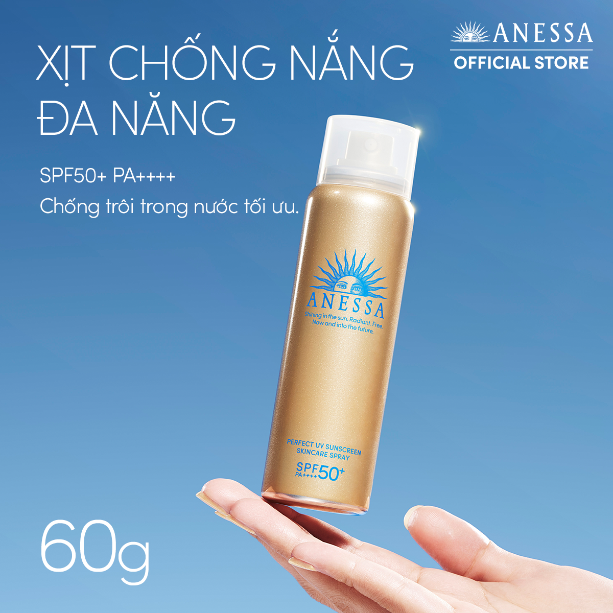 Kem chống nắng dạng xịt dưỡng da bảo vệ hoàn hảo Anessa Perfect UV Sunscreen Skincare Spray SPF 50+ PA++++ 60g