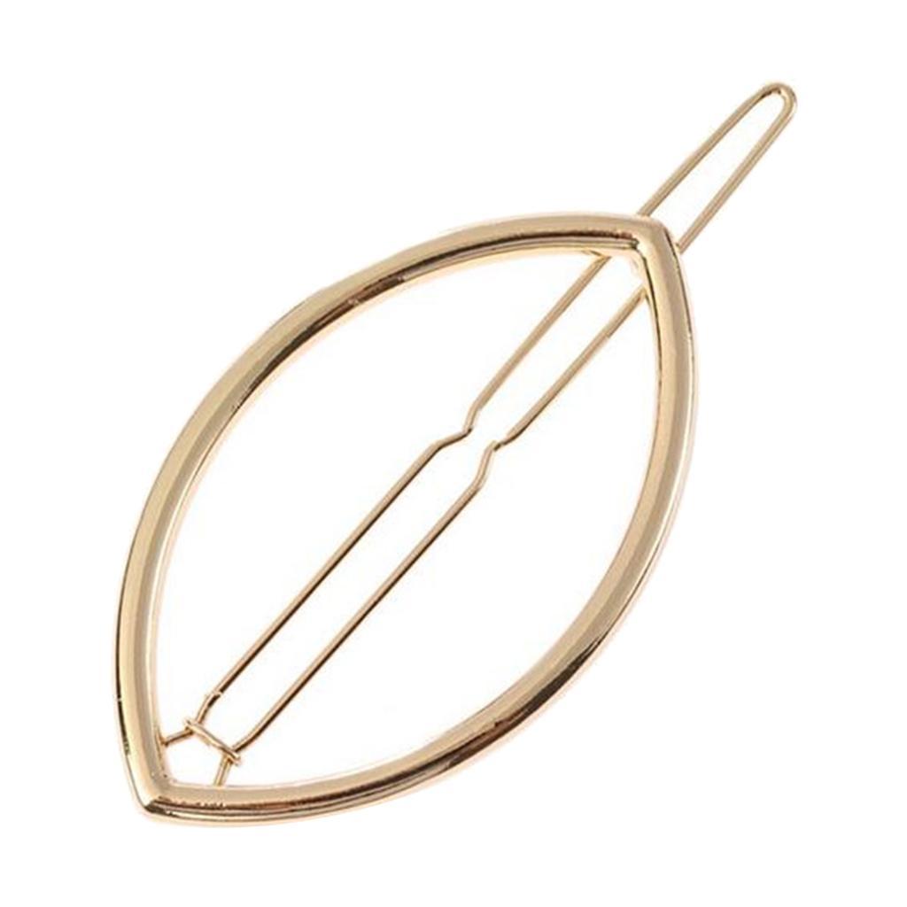 2x Geometric Hairpin Clip Delicate Alloy Oval Snap Clip for Hair Ladies Hairstyle