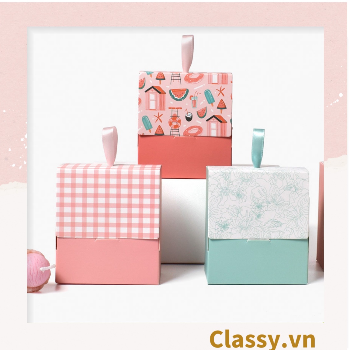 Hộp đựng quà Mini  hình hộp; 9 * 4,5 * 10 cm nhiều họa tiết xinh xắn làm quà tặng Q559