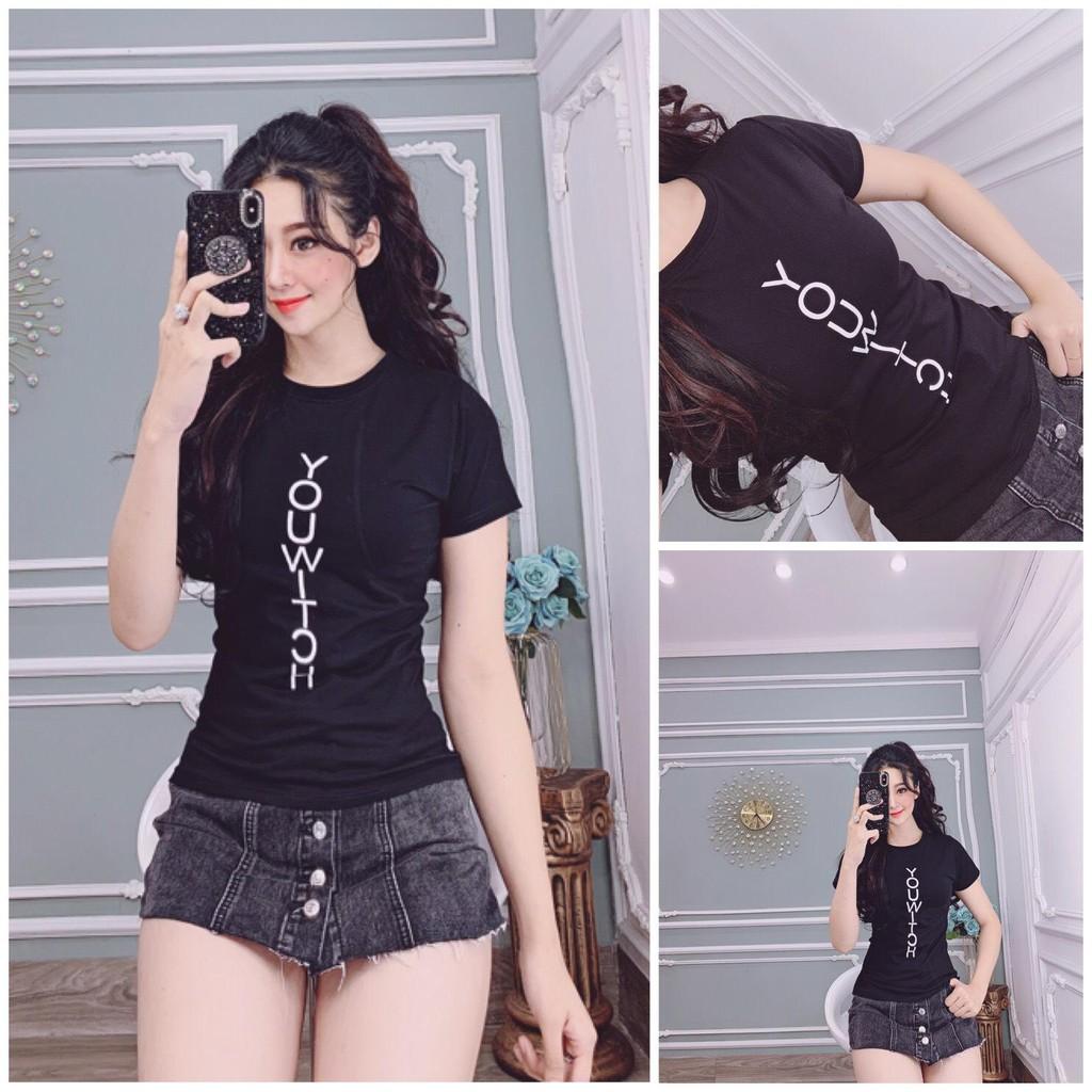 Áo Thun Nữ Cổ Tròn In Chữ Form Body AG66265