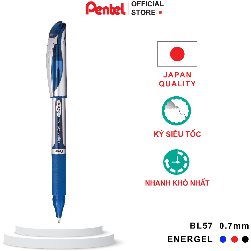 Bút Ký Mực Gel Pentel BL57 (0.7mm) Cho Chữ Ký Hoàn Hảo| Tốc ký | Công nghệ mực độc quyền | Khô trong 1/3 giây | Siêu mượt