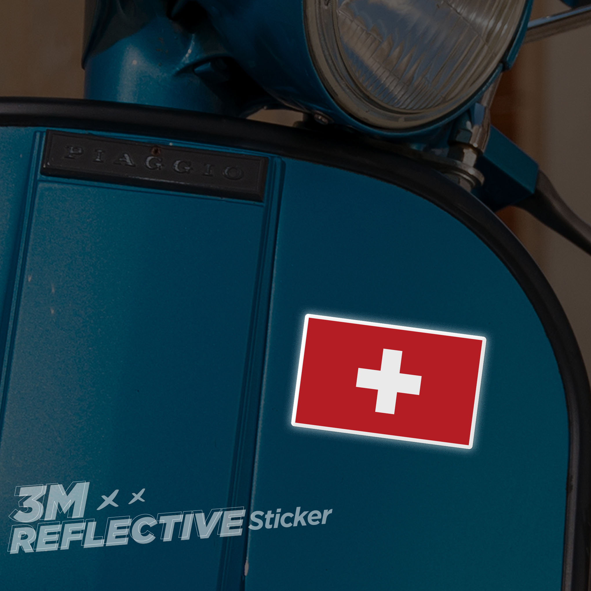 SWITZERLAND FLAG 3M - Reflective Sticker Die-cut Hình dán phản quang thương hiệu STICKER FACTORY