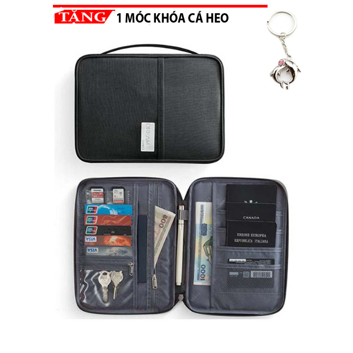 Bao đựng Passport Hộ Chiếu Bảo Quản Thẻ BB201 Chống Thấm nước Tặng móc khóa cá