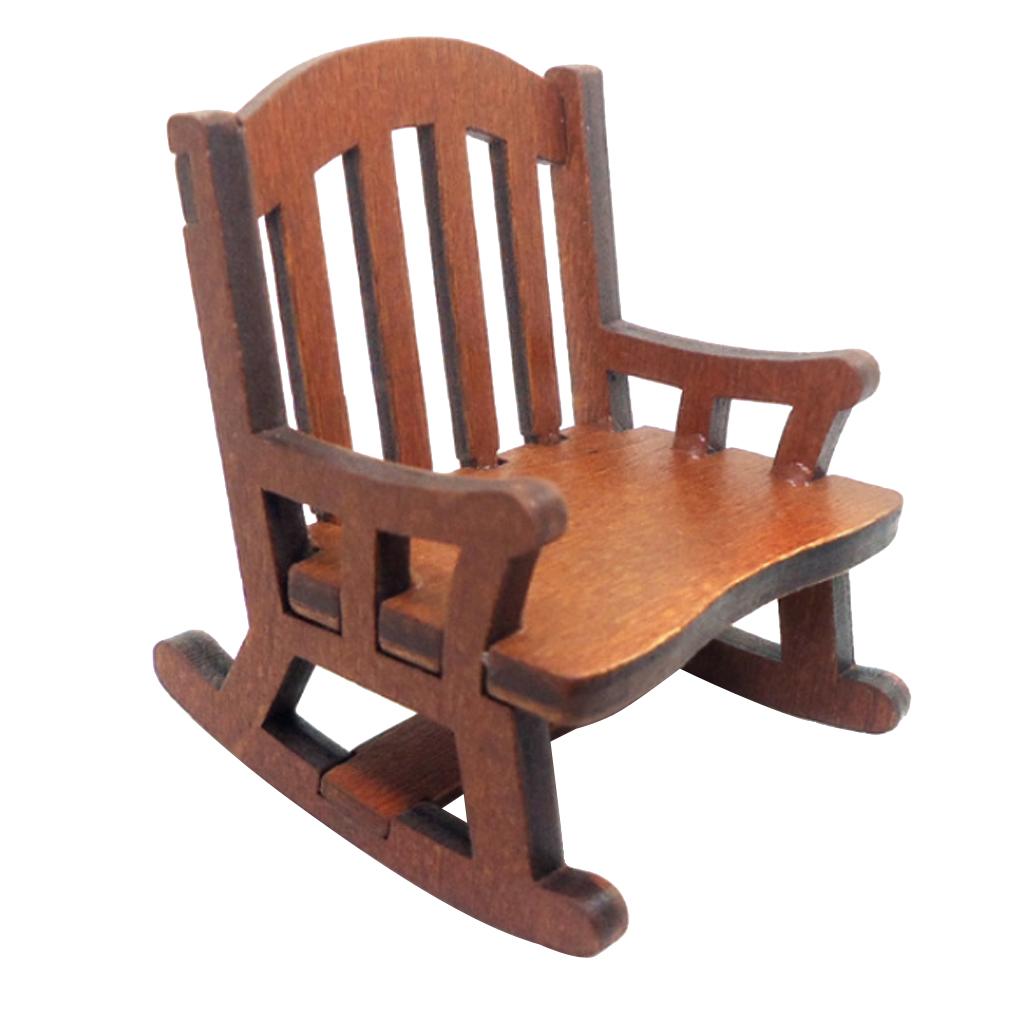 Dollhouse Wooden Chair, 1:12 Dollhouse Miniature Wooden Rocking Chair Model, Dolls House Furniture