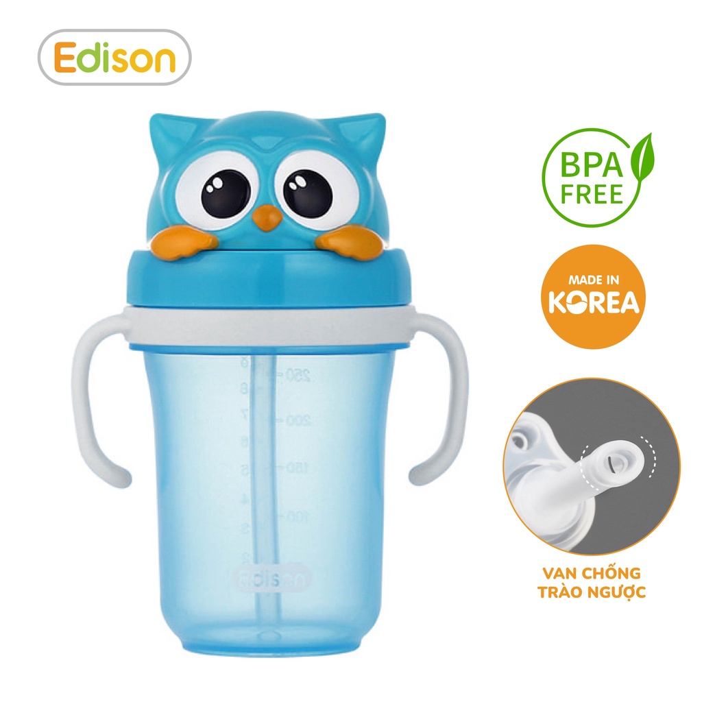 Bình tập uống nước cho bé có ống hút chống sặc Edison nhập khẩu chính hãng Hàn Quốc mã 3314