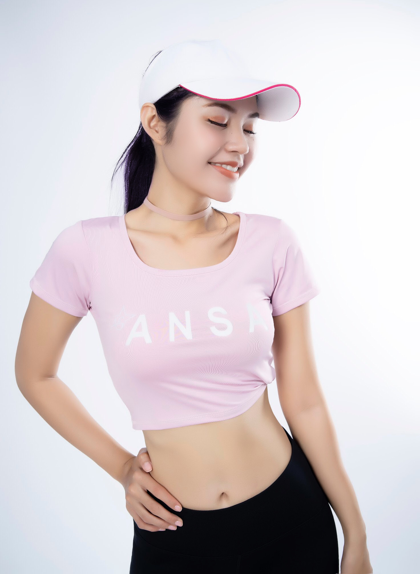 Bộ thể thao nữ quần dài áo croptop có tay Màu Tím - DD304