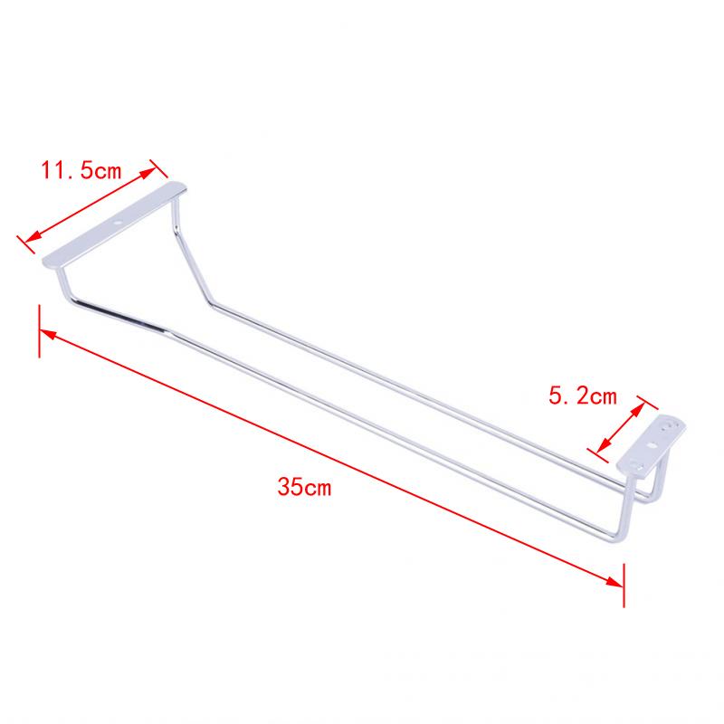 1-Row Kitchen Glass Cup Goblet Shelf Storage Rack Hanging Stemware Holder