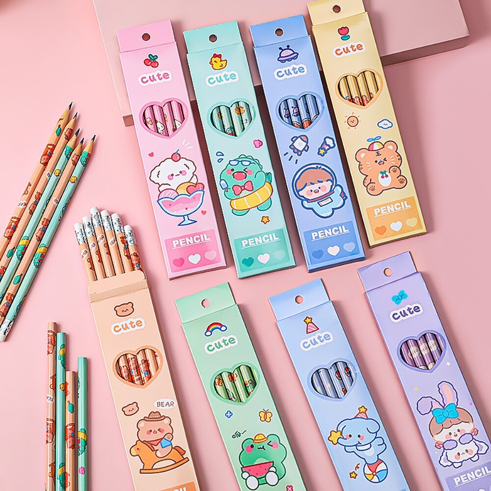 Hộp 6 Bút Chì Gỗ HB Họa Tiết Hoạt Hình - GIAO NGẪU NHIÊN - HN