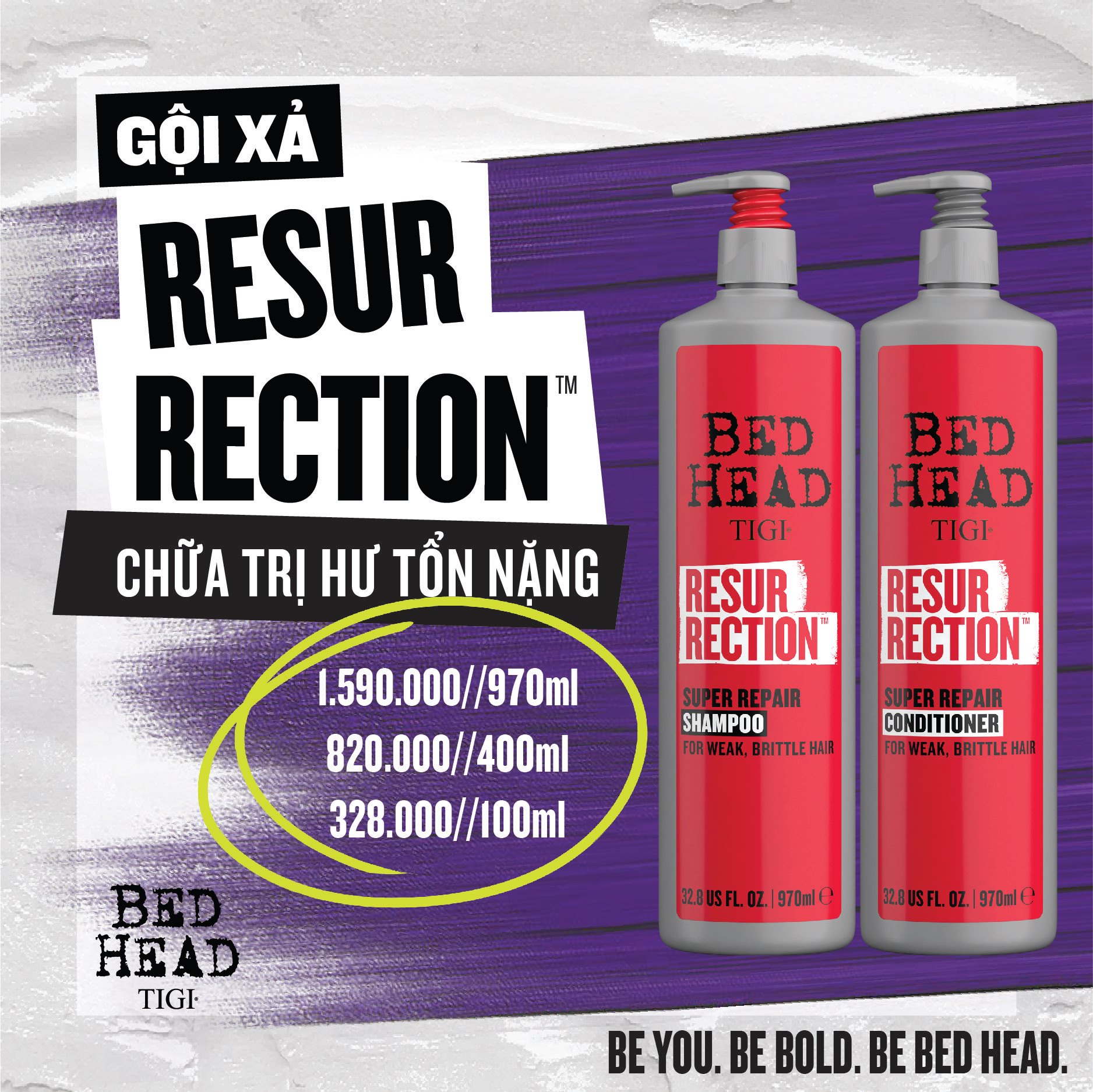 DẦU GỘI TIGI BED HEAD RESURRECTION SUPER REPAIR SHAMPOO PHỤC HỒI TÓC HƯ TỔN MÀU ĐỎ USA 970ML NEW