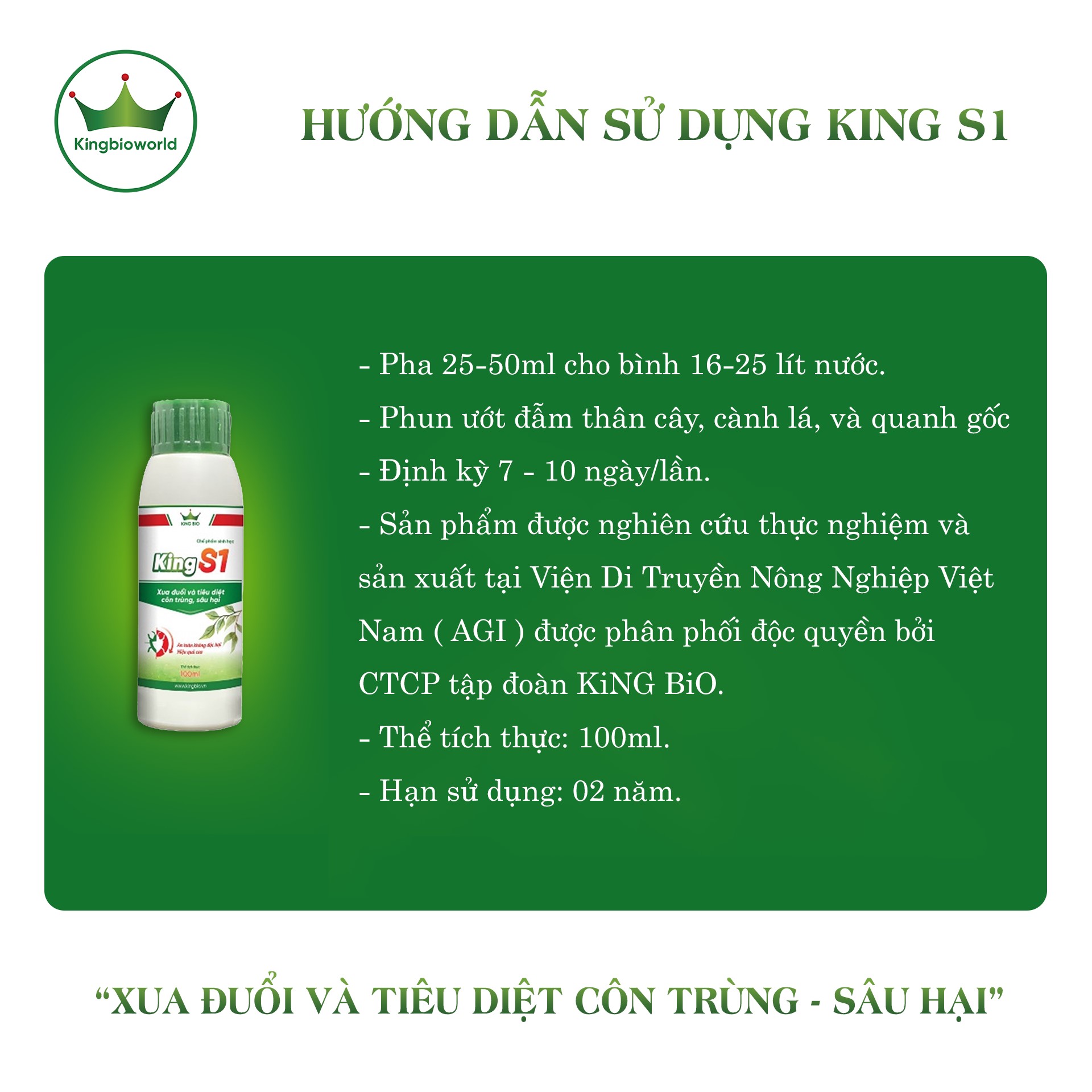 King S1 - Thuốc xua đuổi và tiêu diệt côn trùng, sâu bệnh an toàn hiệu quả cao