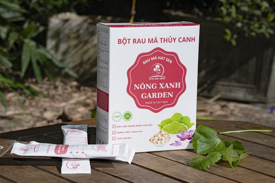 Nông Xanh Garden Bột Rau Má Thủy Canh Hạt Sen Hộp 15 gói (10gr/1 gói) hòa tan uống liền, dễ uống, thanh nhiệt, mát gan, làm đẹp da
