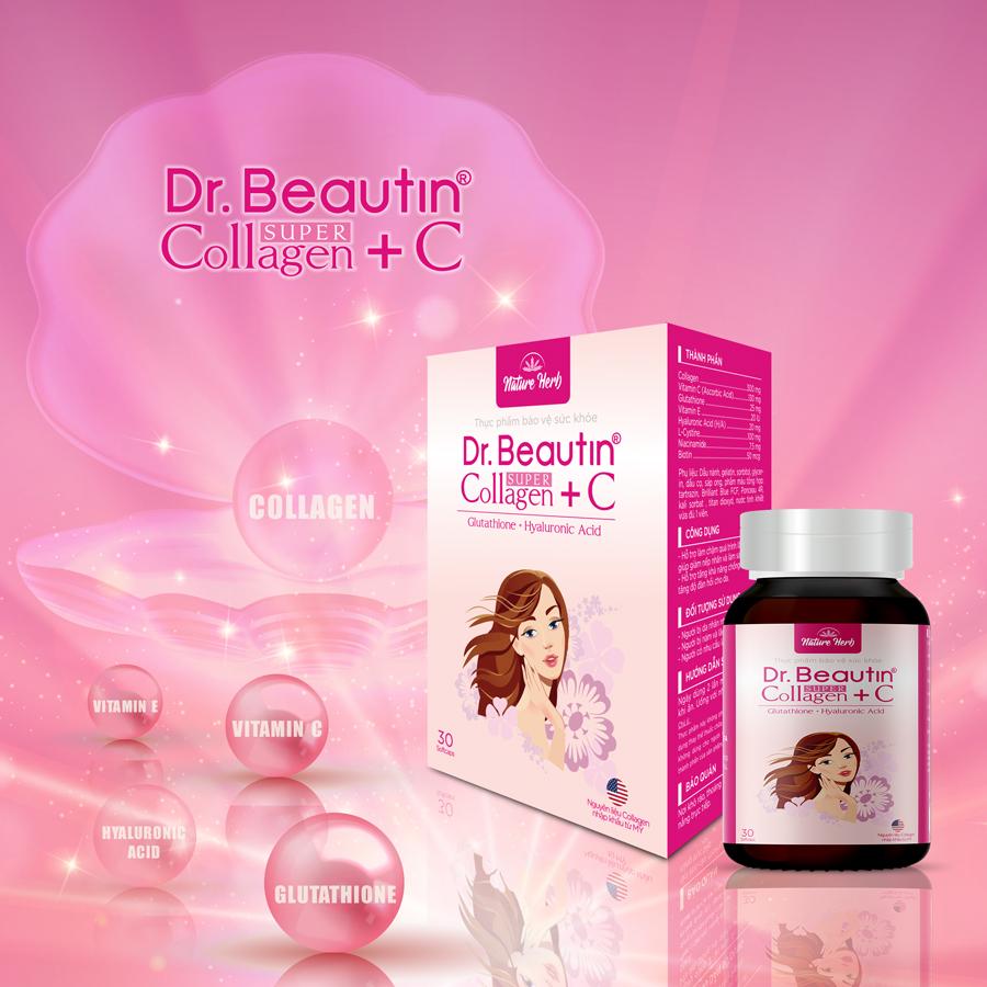 Viên uống đẹp da Dr.Beautin Super Collagen + C - Bổ sung Collagen cho da căng sáng và chống lão hoá