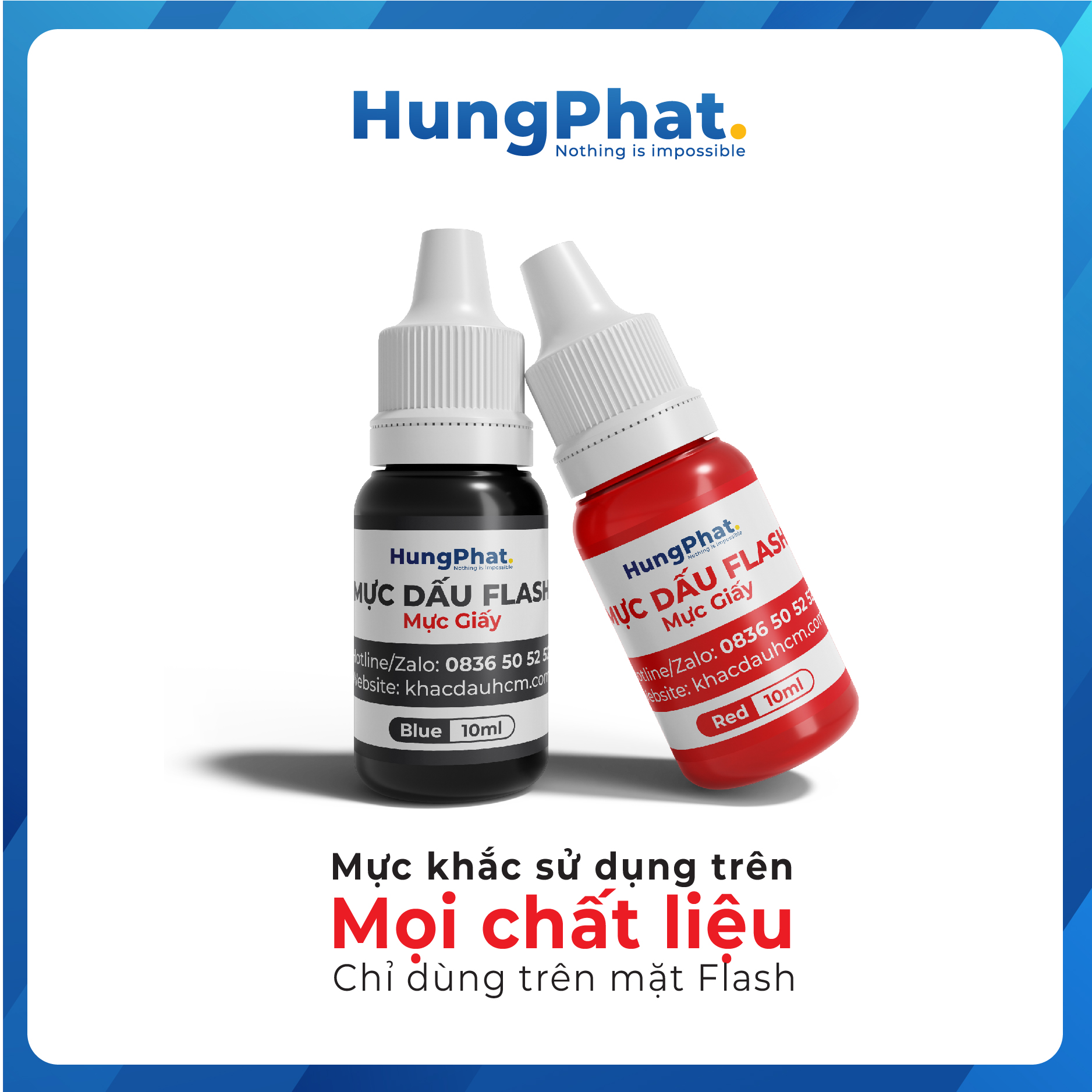 Mực dấu flash in trên giấy, mực chuyên dụng chai 10ml