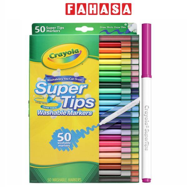 Hộp 50 Bút Lông Màu Super Tips - Dễ Tẩy Rửa - Crayola 585050