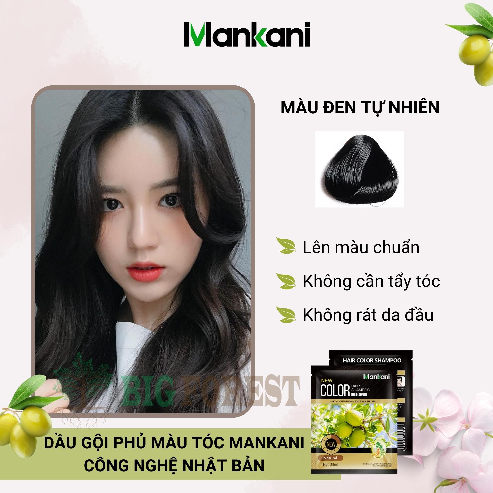 Gói Dầu Gội Phủ Bạc, Nhuộm Tóc Thảo Dược Mankani [Gói 25ml - Đen Tự Nhiên