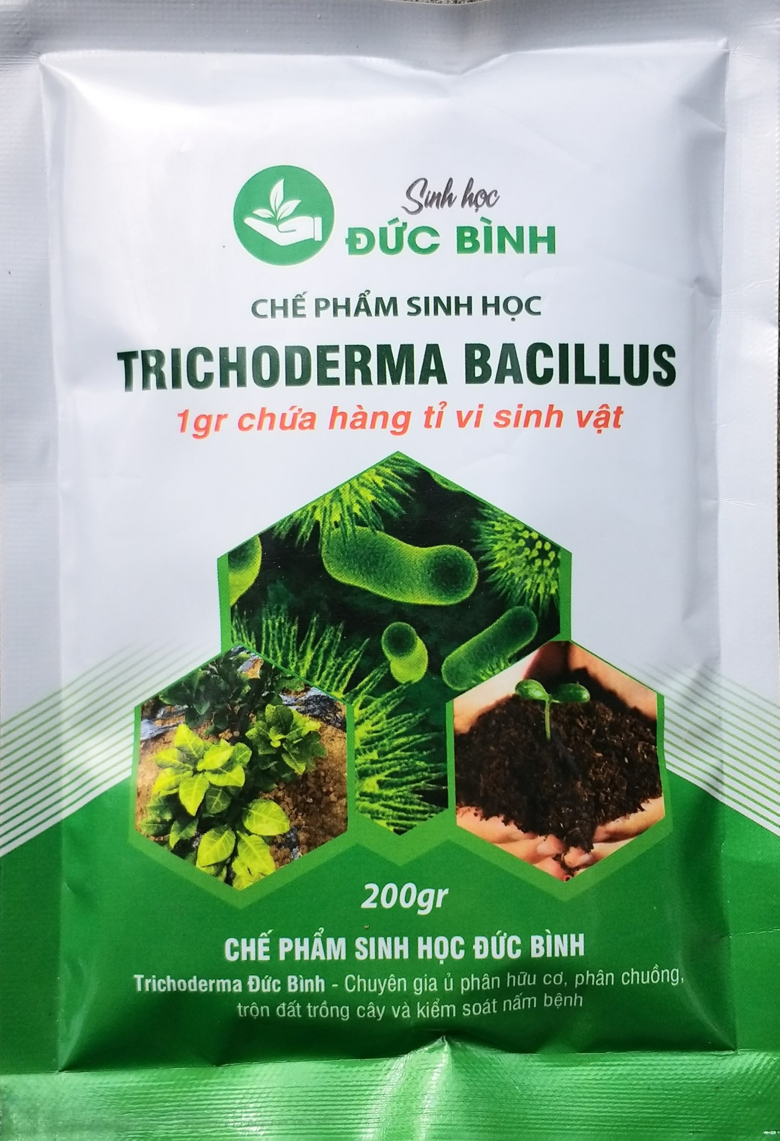 Chế Phẩm Men Vi Sinh Nấm Đối Kháng Trichoderma Bacillus Đức Bình - Bón Gốc Ủ Phân Hữu Cơ 200gr