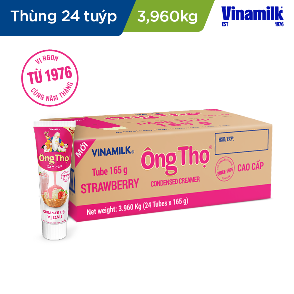 Bộ 24 Tuýp SĐCĐ Vinamilk Ông Thọ Đỏ - Loại Tuýp 165g.